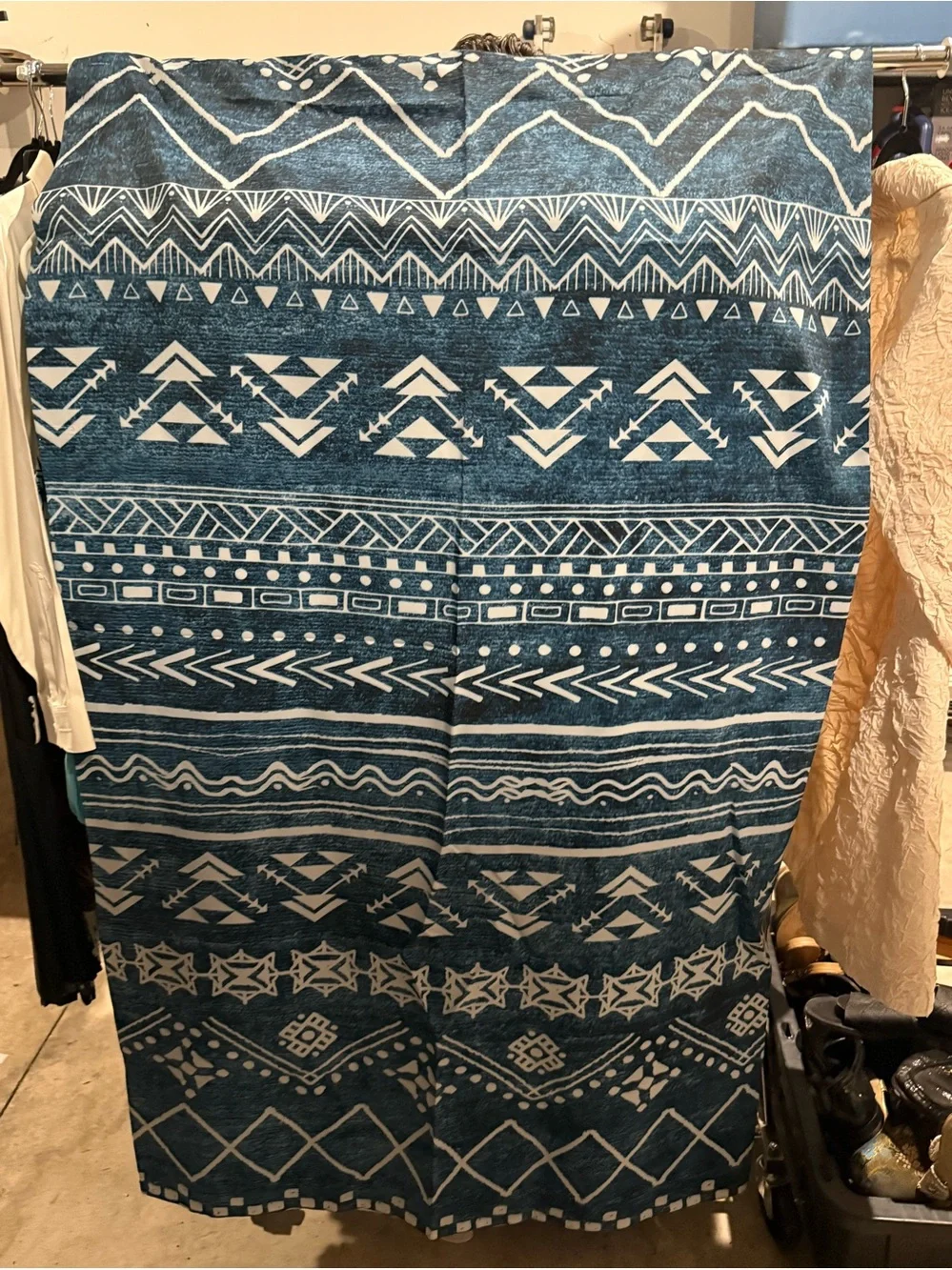 Blue and White Aztec Print shower curtain